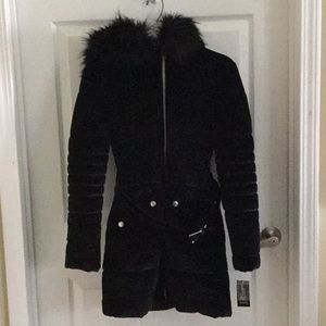 INC black hooded coat
